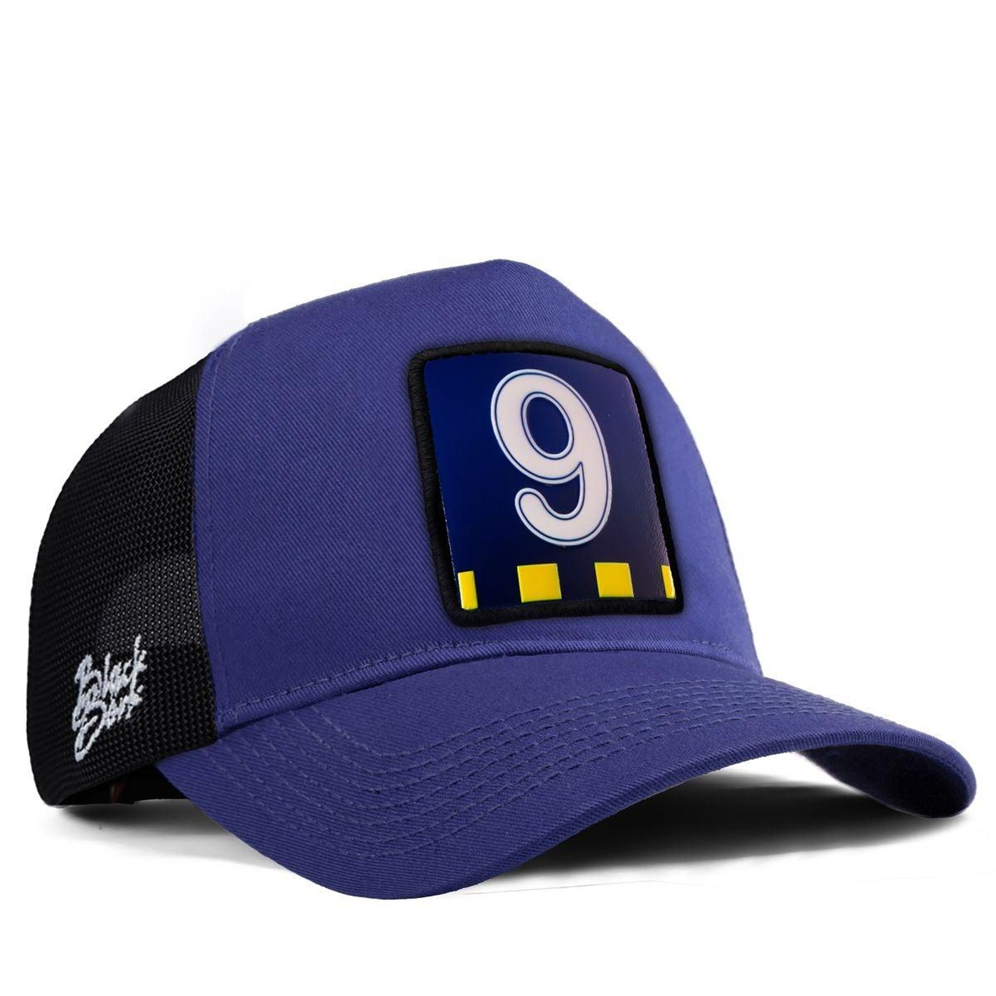 BlackBörk, Futbol Sarı Lacivert Logolu Siyah-Mavi Trucker Şapka, Unisex