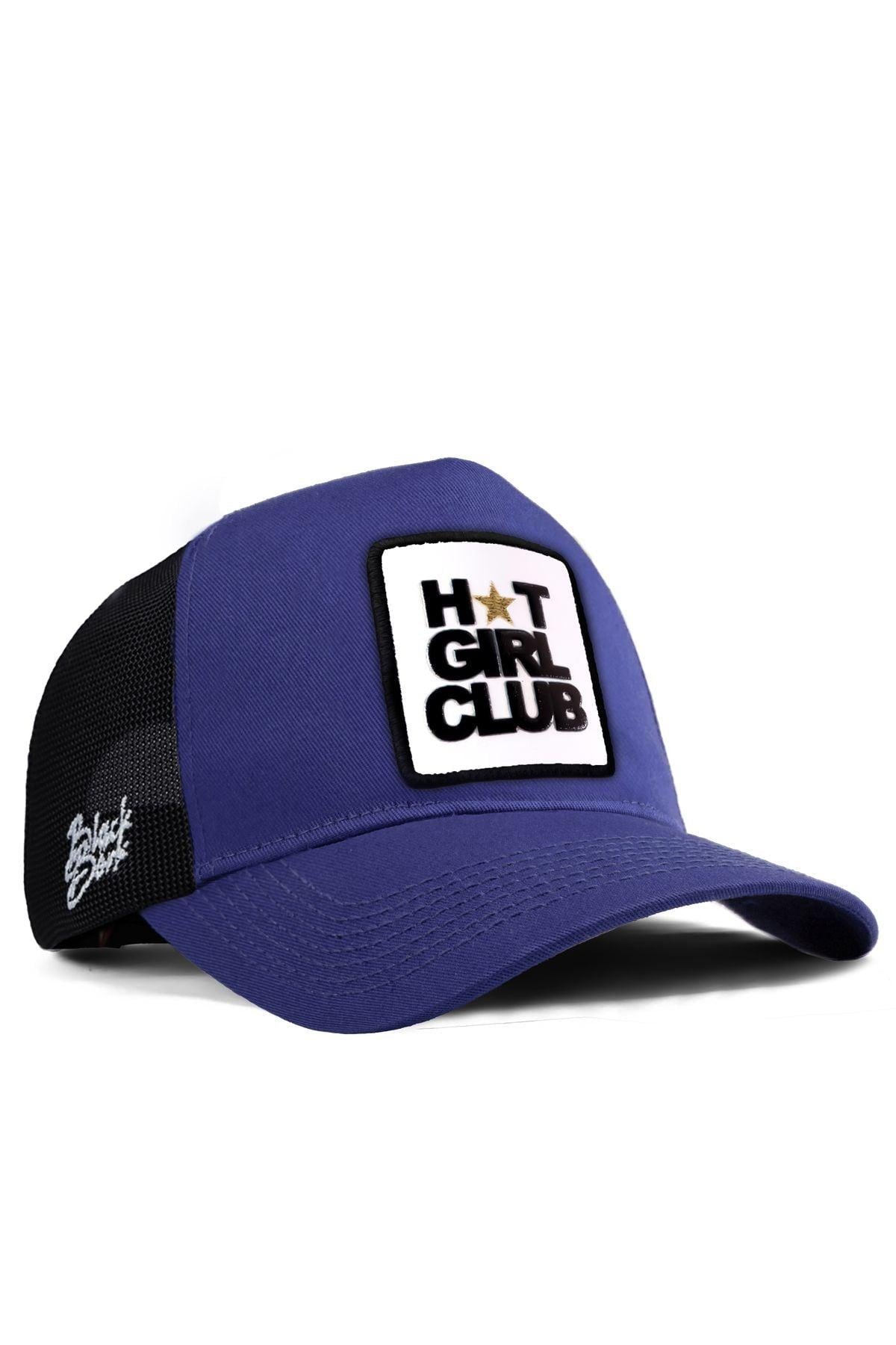  BlackBörk, Hot Girl Club Logolu Siyah-Mavi Trucker Şapka, Unisex