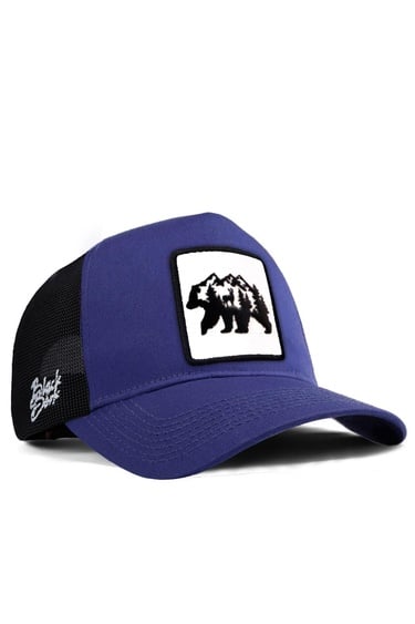  BlackBörk, Ayı Logolu Siyah-Mavi Trucker Şapka, Unisex