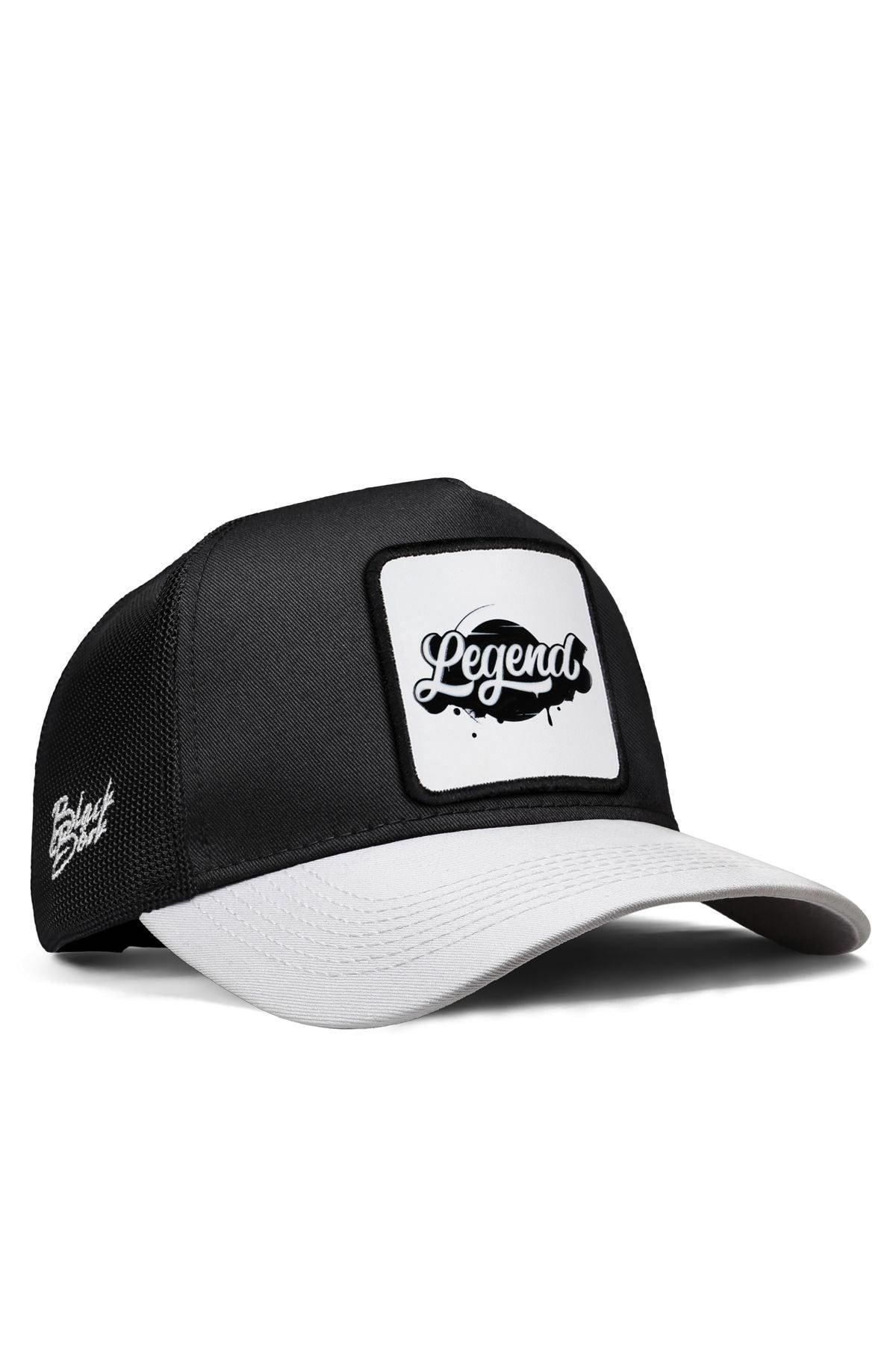 BlackBörk, Legend Logolu Beyaz-Siyah Trucker Şapka, Unisex
