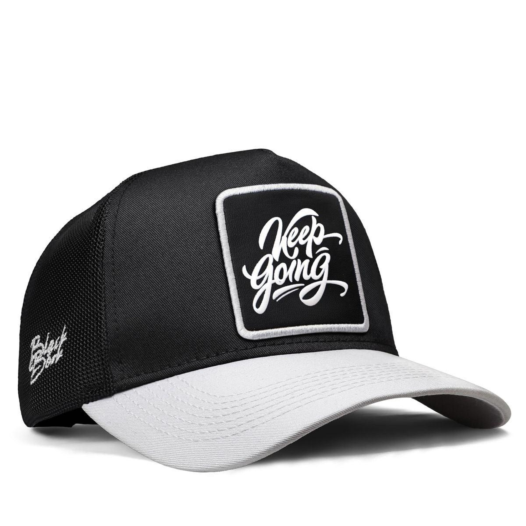 BlackBörk, Keep Going Logolu Beyaz-Siyah Trucker Şapka, Unisex