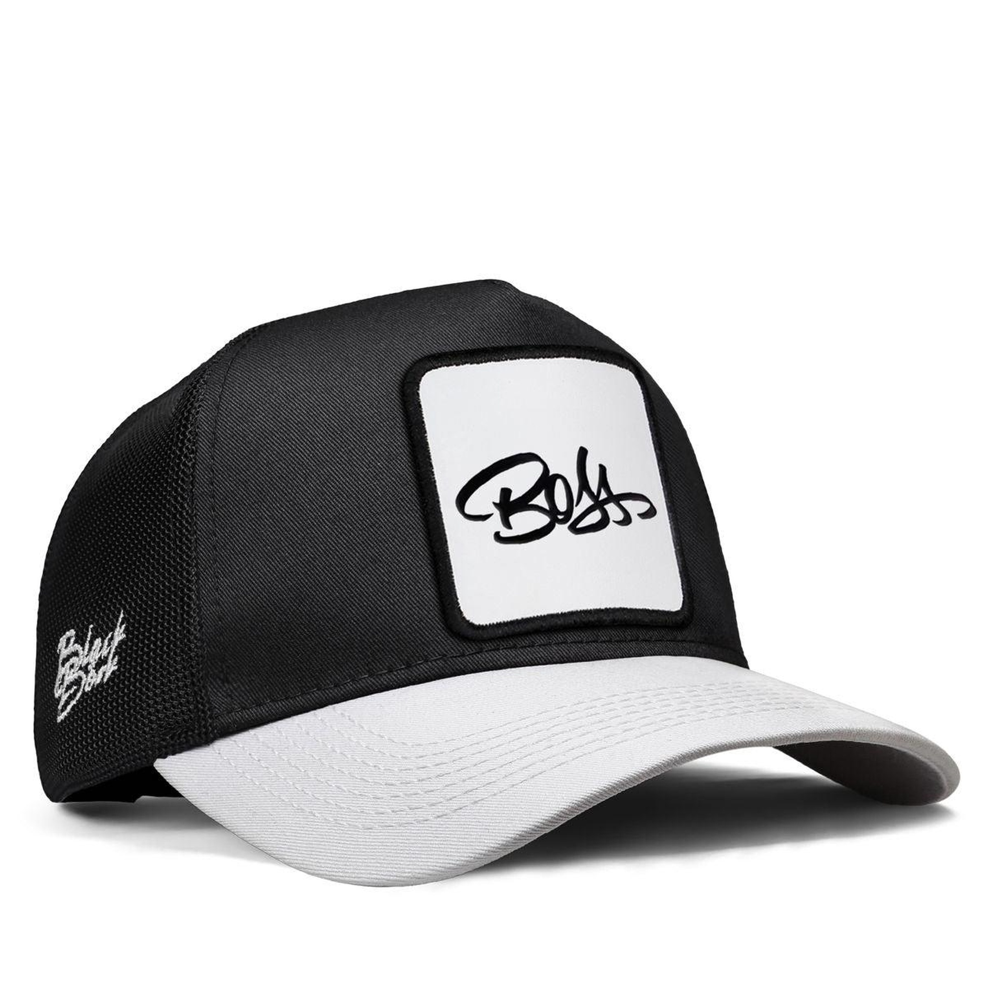 BlackBörk, Boss Logolu Beyaz-Siyah Trucker Şapka, Unisex