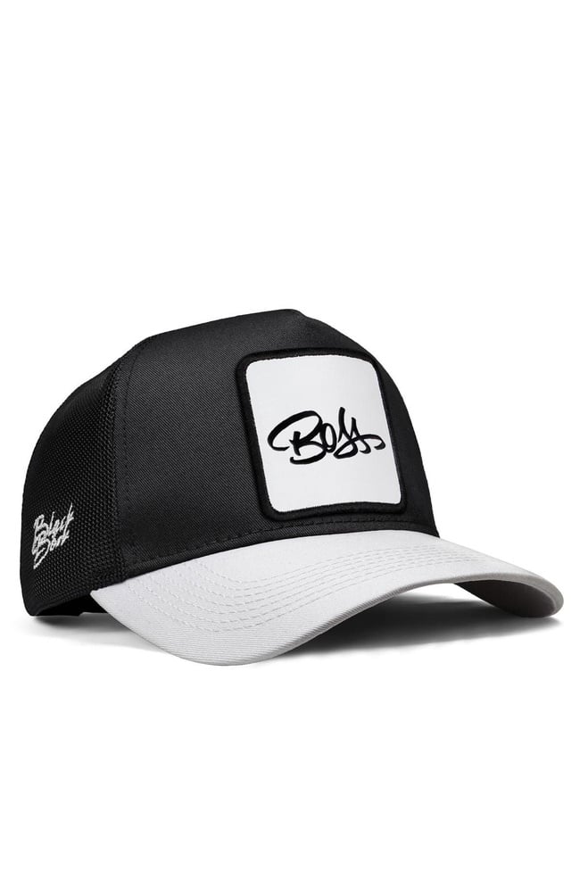  BlackBörk, Boss Logolu Beyaz-Siyah Trucker Şapka, Unisex