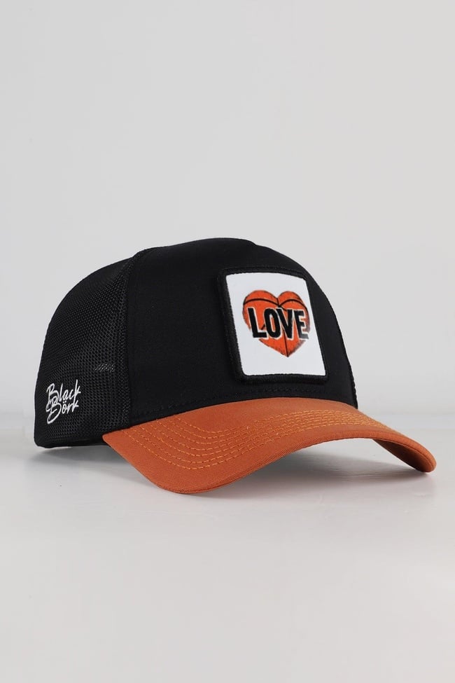  BlackBörk, Basketbol Logolu Kiremit-Siyah Trucker Şapka, Unisex