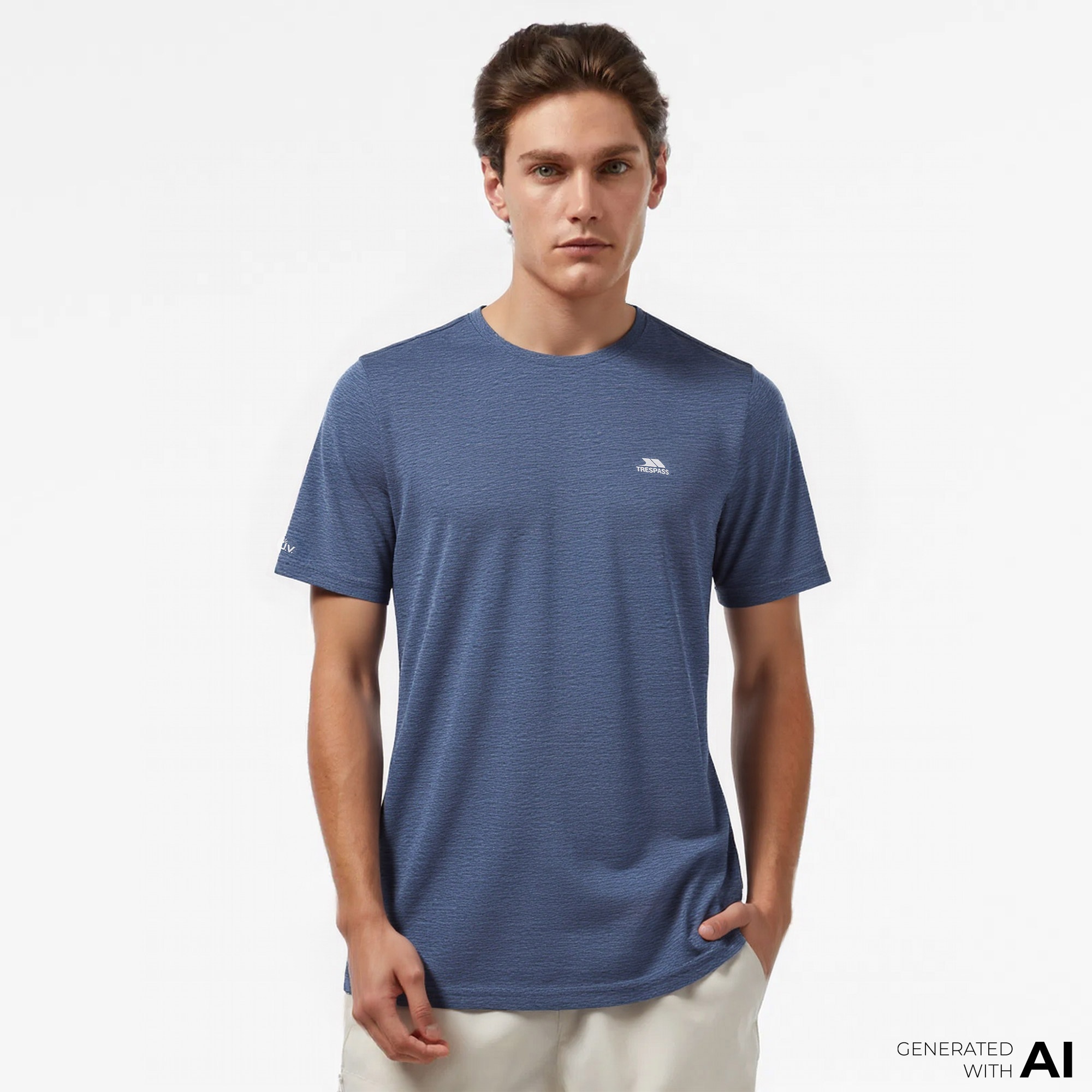 Trespass Raeran Technical Erkek Mavi Günlük T-Shirt