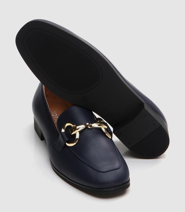  Kadın Deri Lacivert Loafer