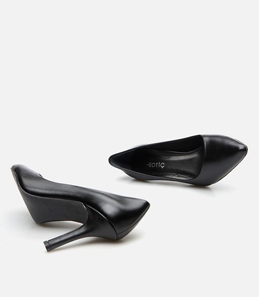  Kadın Deri Siyah Stiletto