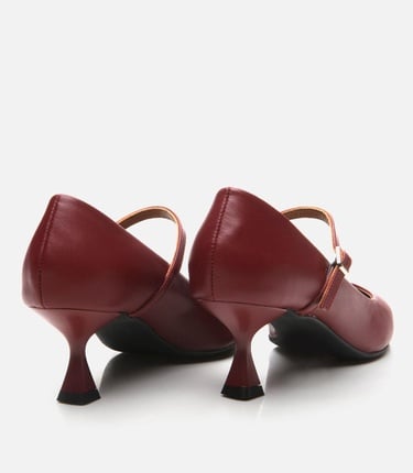  Kadın Deri Mary Jane Bordo Stiletto