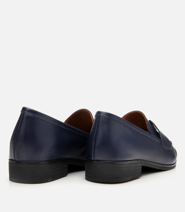  Kadın Deri Lacivert Esnek Tabanlı Klasik Loafer