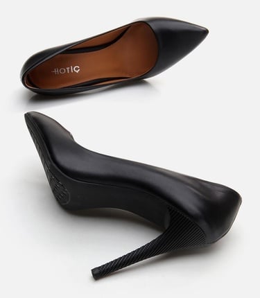 Kadın Deri Siyah Stiletto