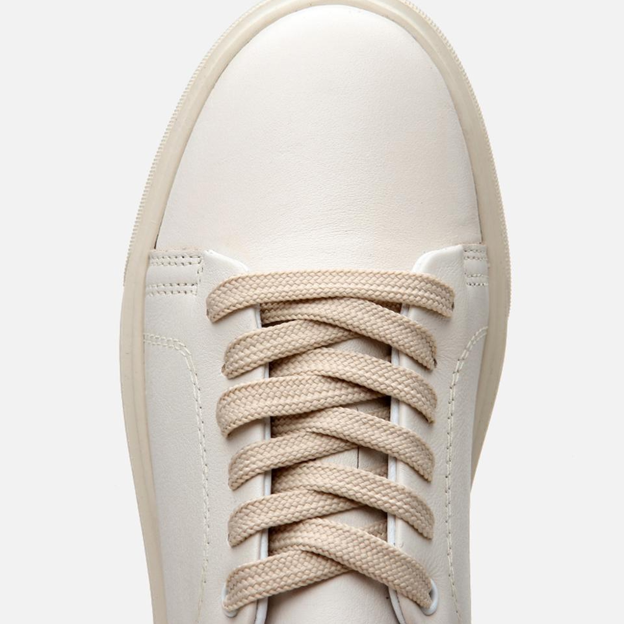 Kadın Deri Bej Kalın Tabanlı Spor Ayakkabı