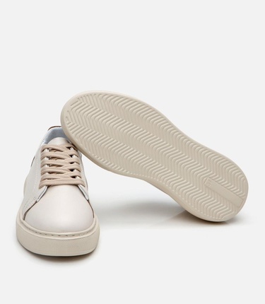  Kadın Deri Bej Kalın Tabanlı Spor Ayakkabı