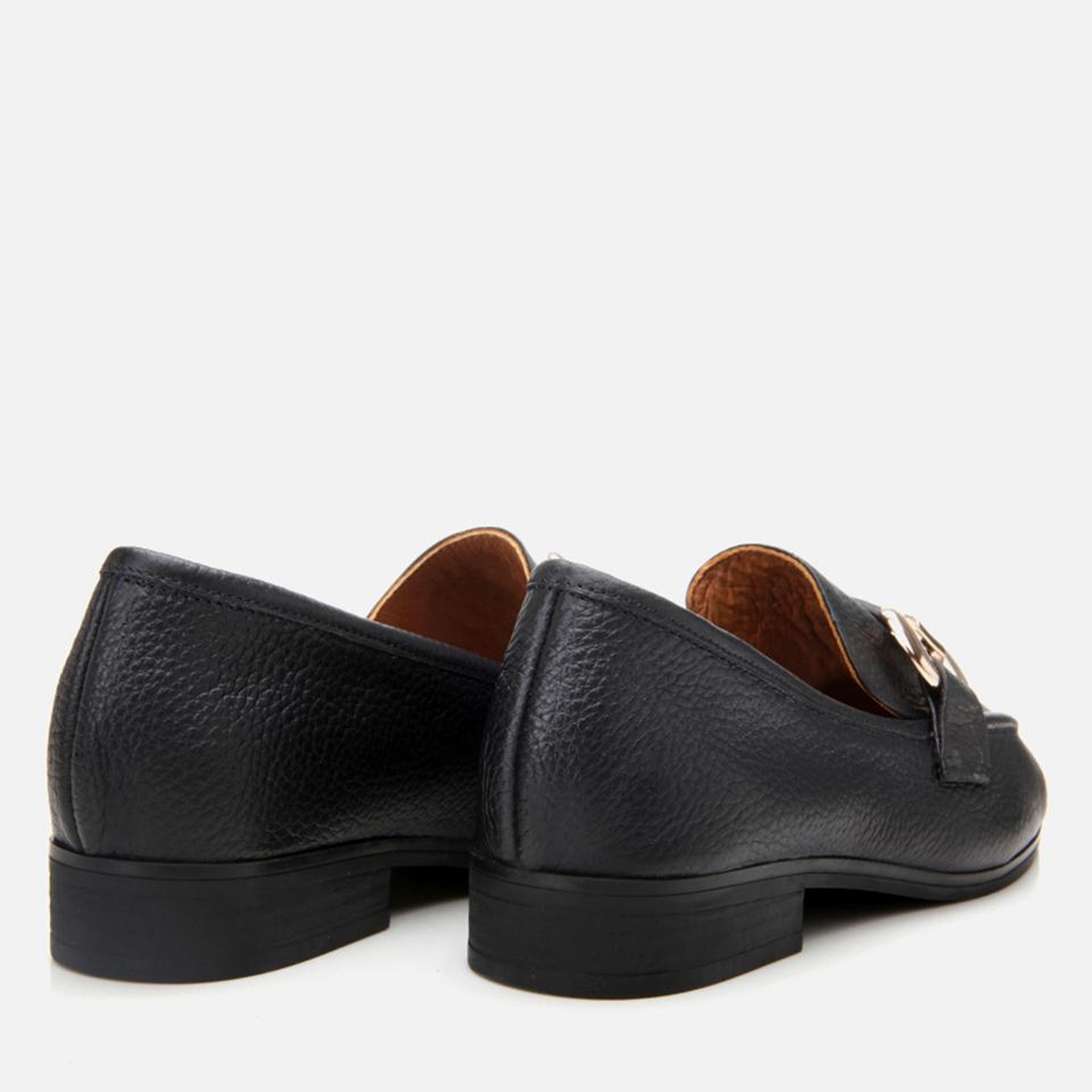 Kadın Deri Siyah Tokalı Günlük Loafer