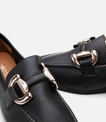  Kadın Deri Siyah Tokalı Günlük Loafer