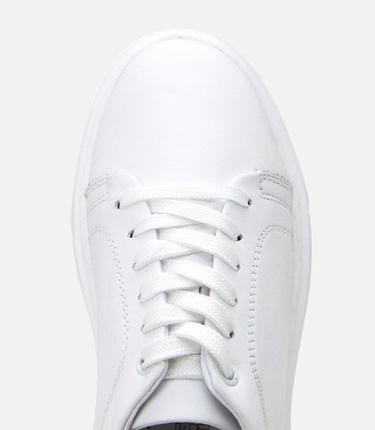  Kadın Deri Beyaz Kalın Tabanlı Spor Ayakkabı