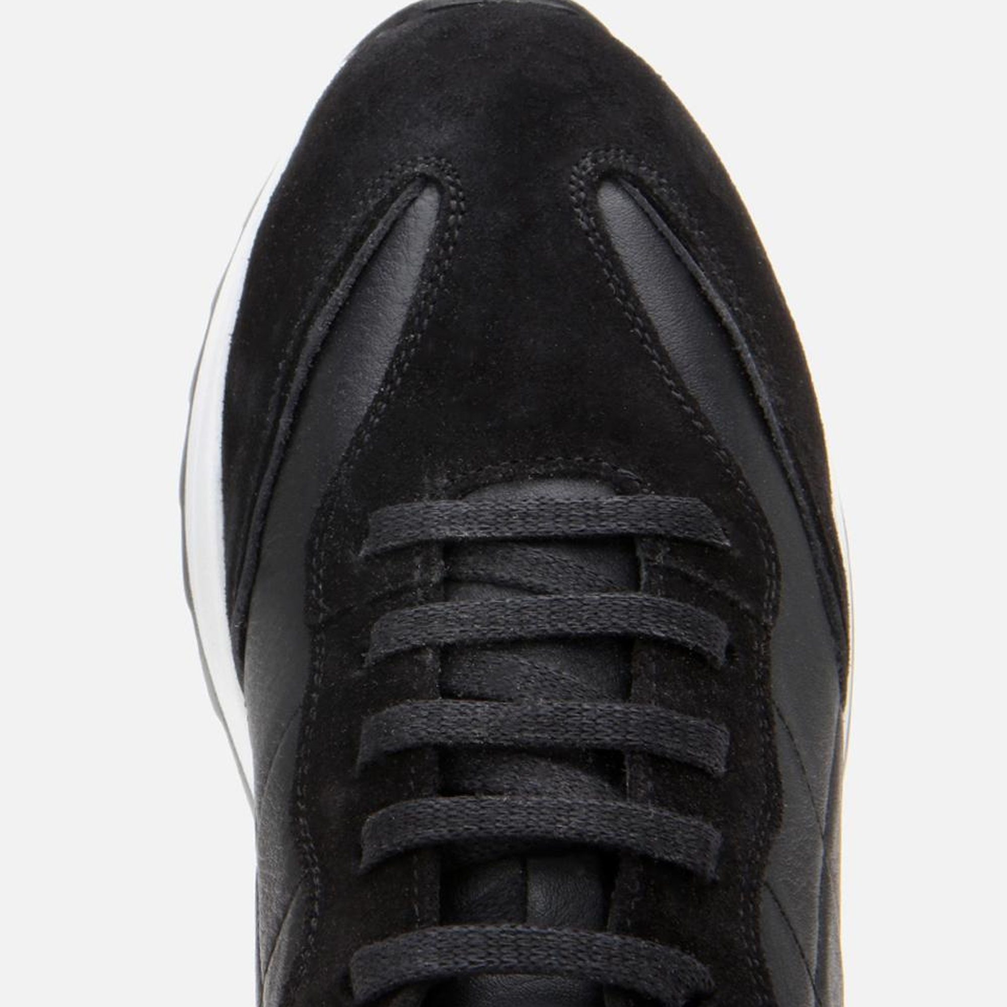 Kadın Deri Siyah Kalın Tabanlı Spor Ayakkabı