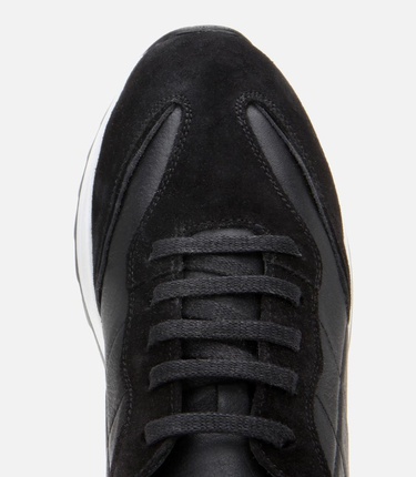  Kadın Deri Siyah Kalın Tabanlı Spor Ayakkabı