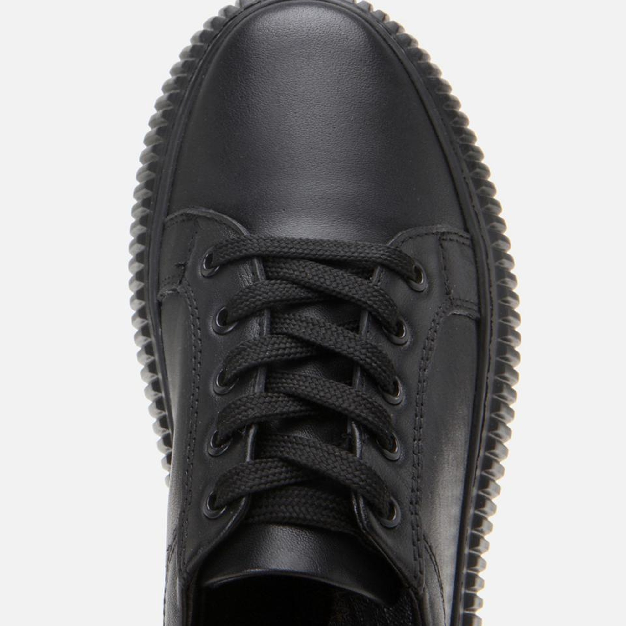 Kadın Deri Siyah Kalın Tabanlı Spor Ayakkabı