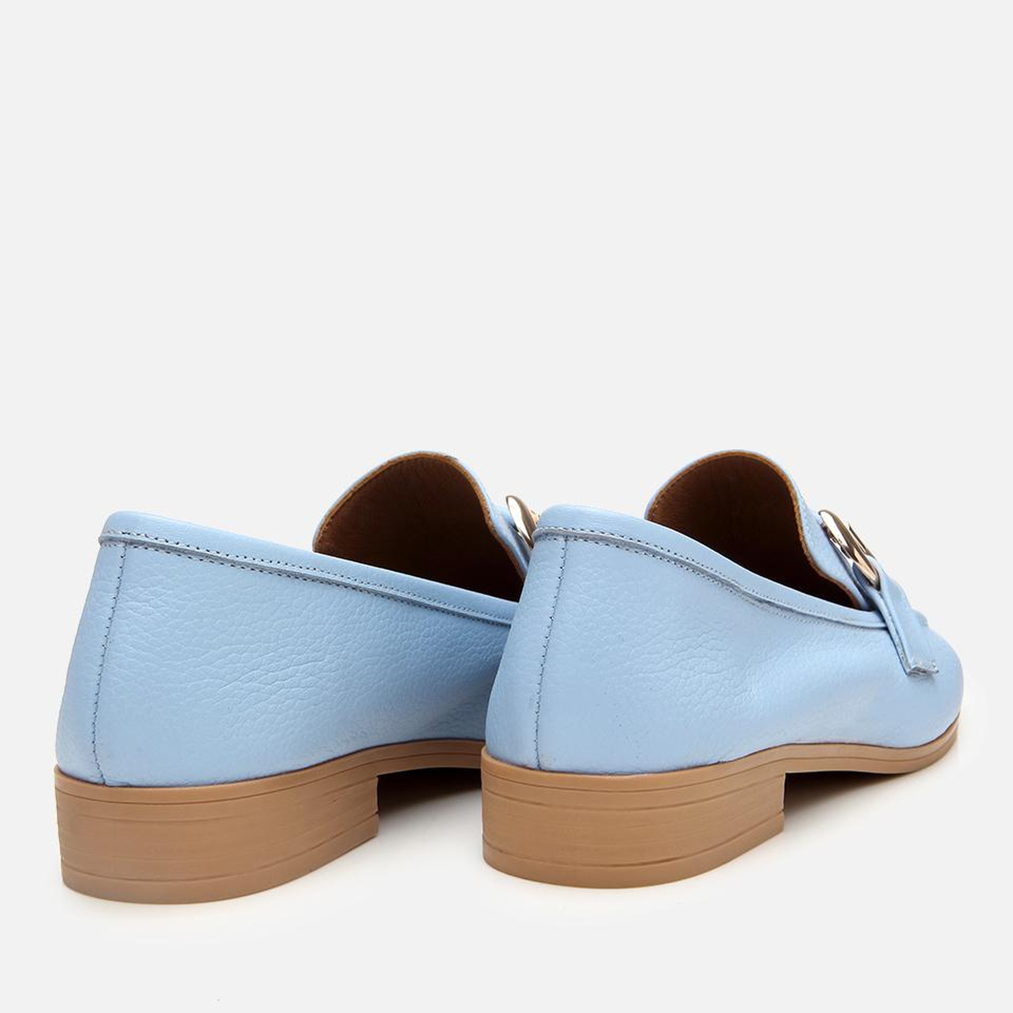 Kadın Deri Mavi Tokalı Günlük Loafer