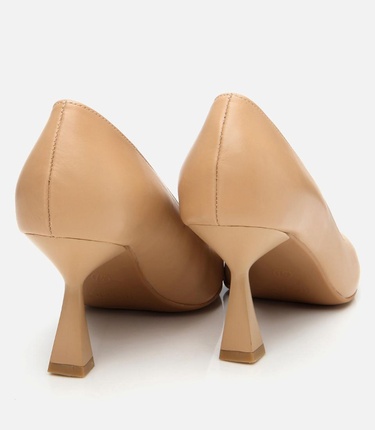 Kadın Deri Bej Esnek Tabanlı Stiletto
