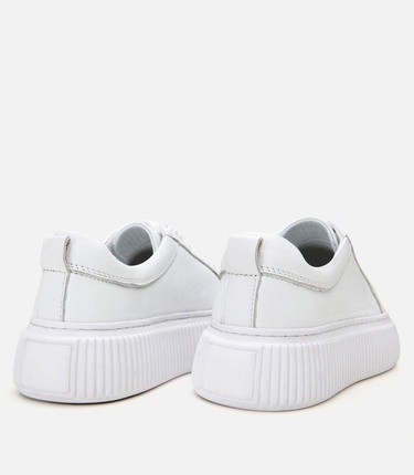  Kadın Deri Beyaz Kalın Tabanlı Spor Ayakkabı