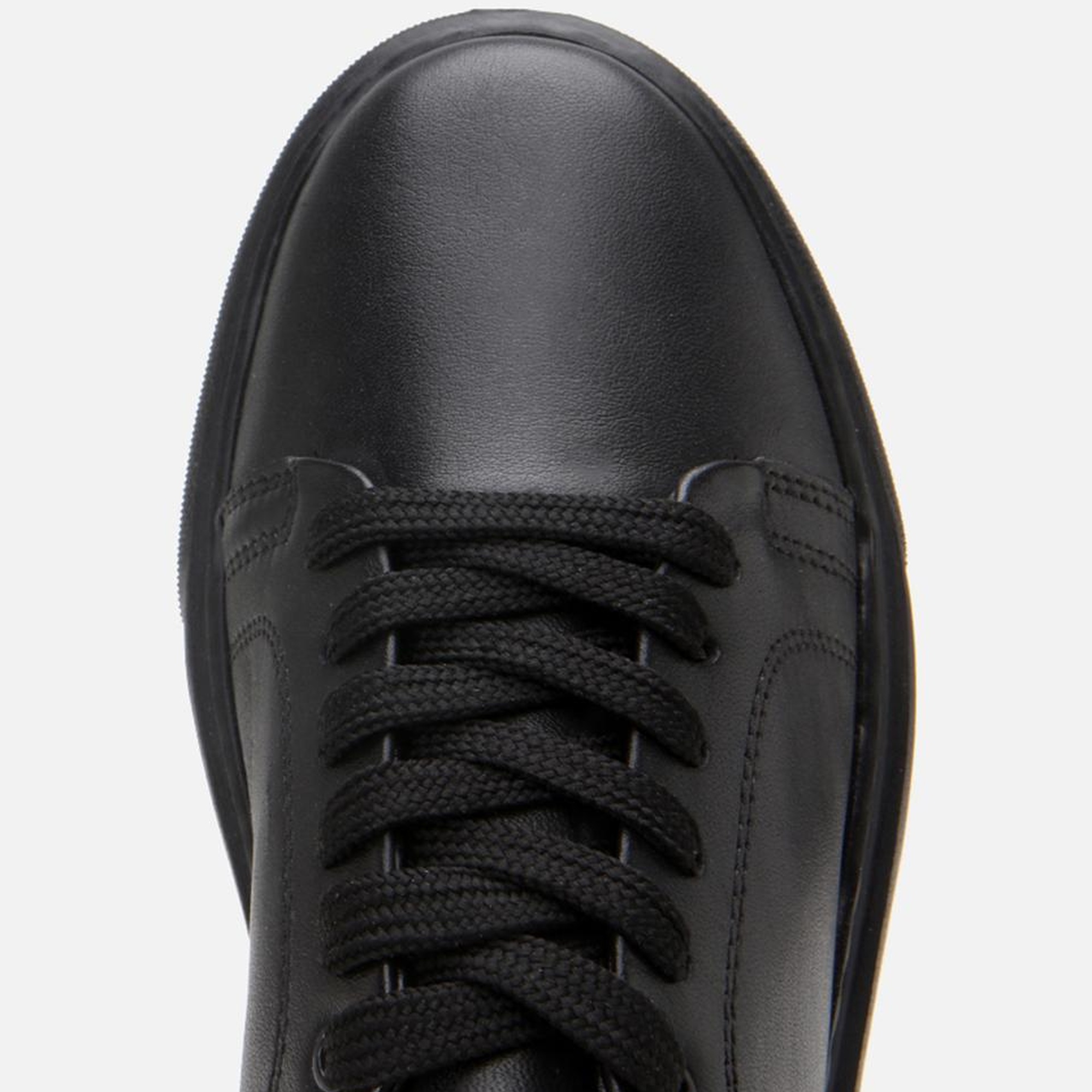 Kadın Deri Siyah Kalın Tabanlı Spor Ayakkabı