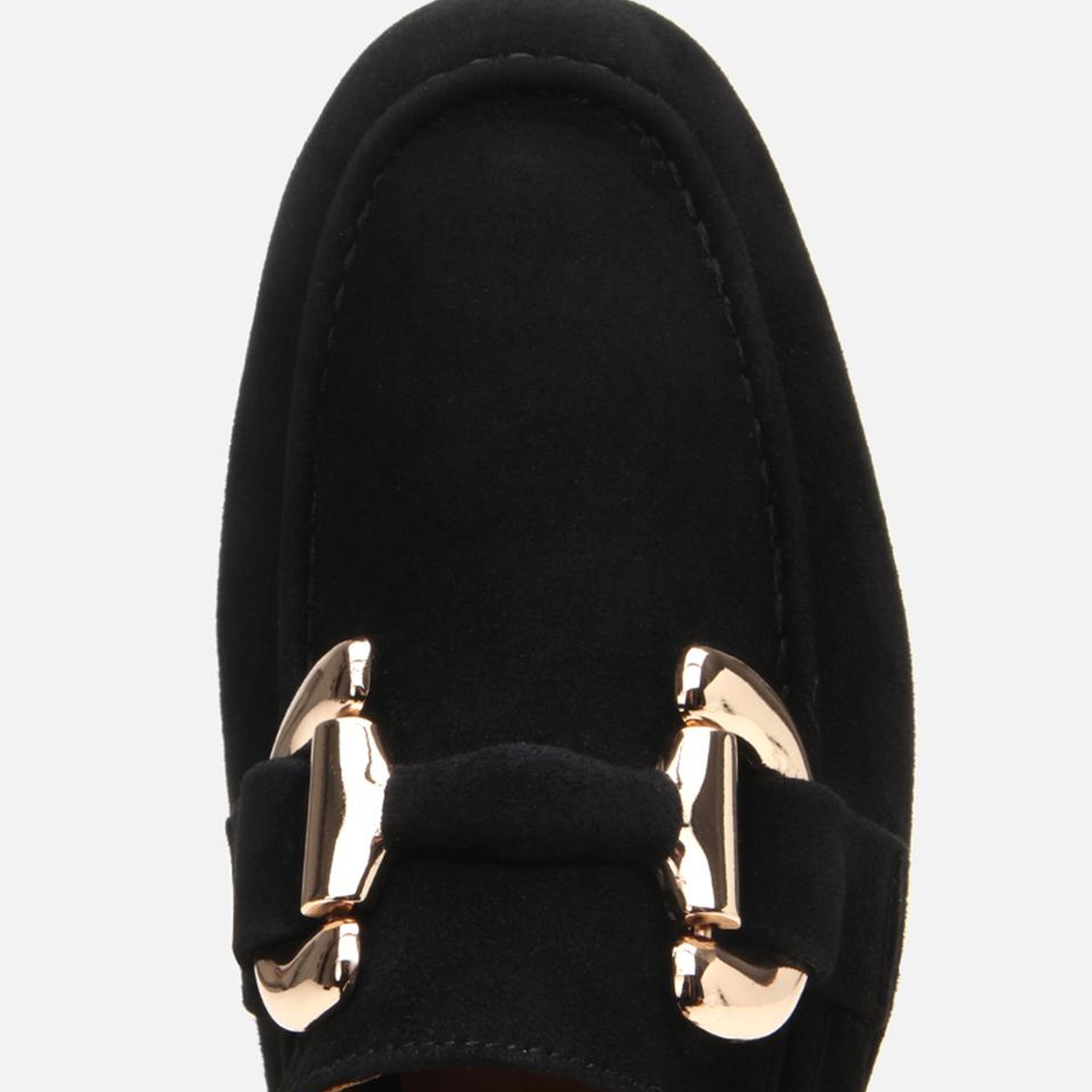 Kadın Süet Deri Siyah Tokalı Günlük Loafer