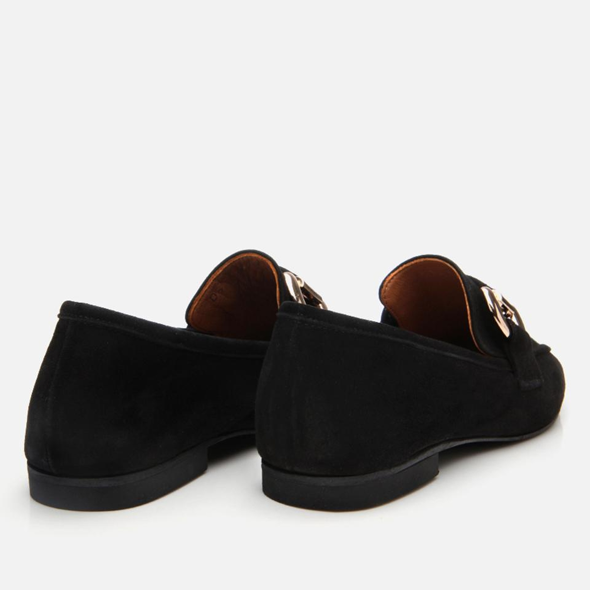 Kadın Süet Deri Siyah Tokalı Günlük Loafer