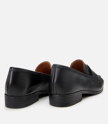  Kadın Deri Siyah Esnek Tabanlı Klasik Loafer