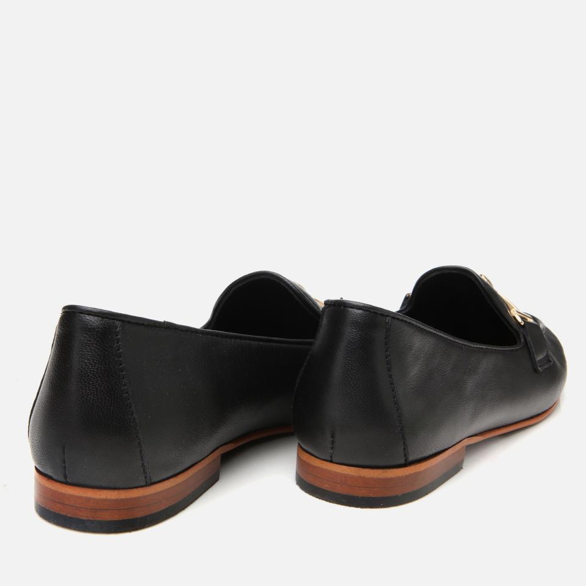 Kadın Deri Siyah Tokalı Klasik Loafer