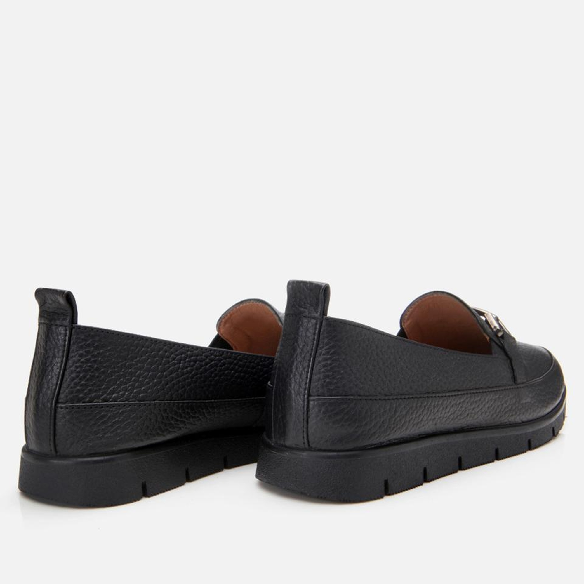 Kadın Deri Siyah Tokalı Loafer