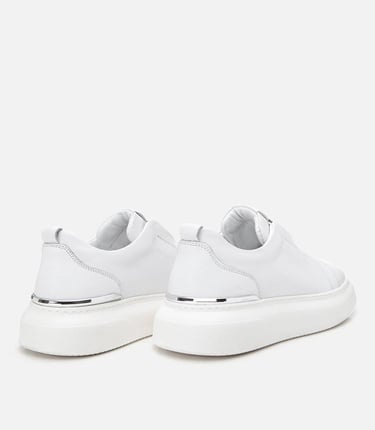  Erkek Deri Beyaz Ultra Hafif Tabanlı Comfort Spor Ayakkabı