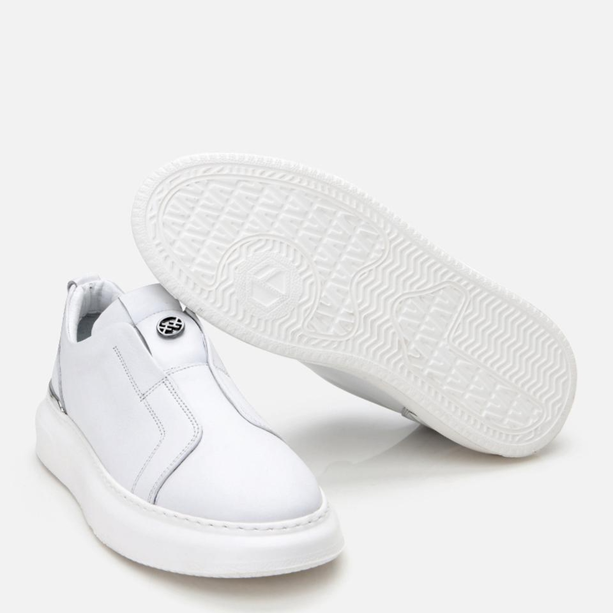 Erkek Deri Beyaz Ultra Hafif Tabanlı Comfort Spor Ayakkabı