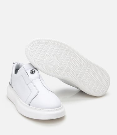  Erkek Deri Beyaz Ultra Hafif Tabanlı Comfort Spor Ayakkabı