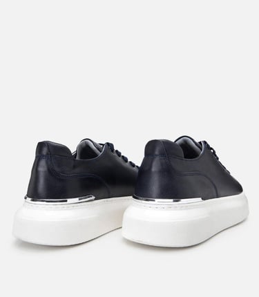  Erkek Deri Lacivert Toka Detaylı Spor Ayakkabı