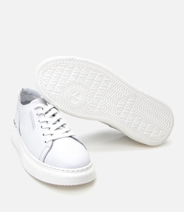  Erkek Deri Beyaz Toka Detaylı Spor Ayakkabı