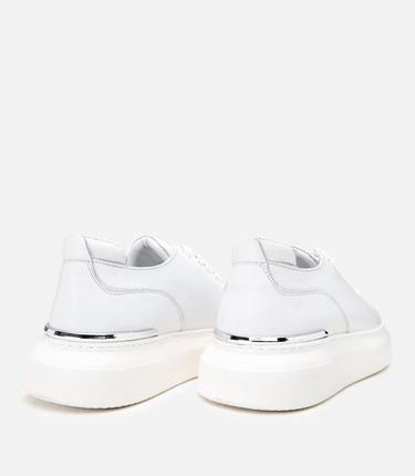  Erkek Deri Beyaz Toka Detaylı Spor Ayakkabı