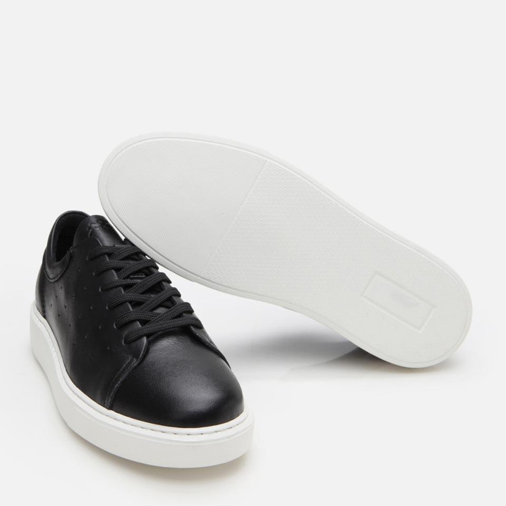 Erkek Deri Siyah Hafif Tabanlı Spor Ayakkabı