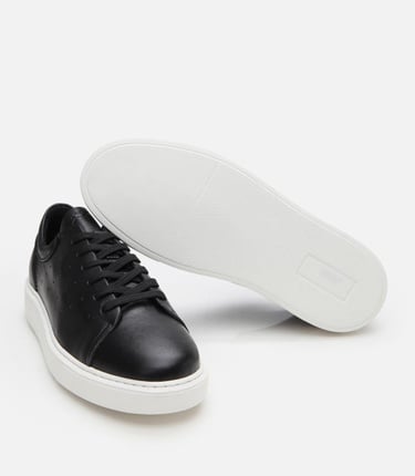  Erkek Deri Siyah Hafif Tabanlı Spor Ayakkabı