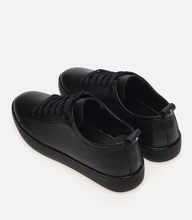  Erkek Deri Siyah Yaya Günlük Ayakkabı