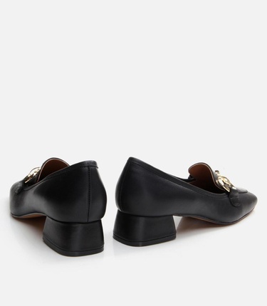  Kadın Deri Siyah Tokalı Loafer