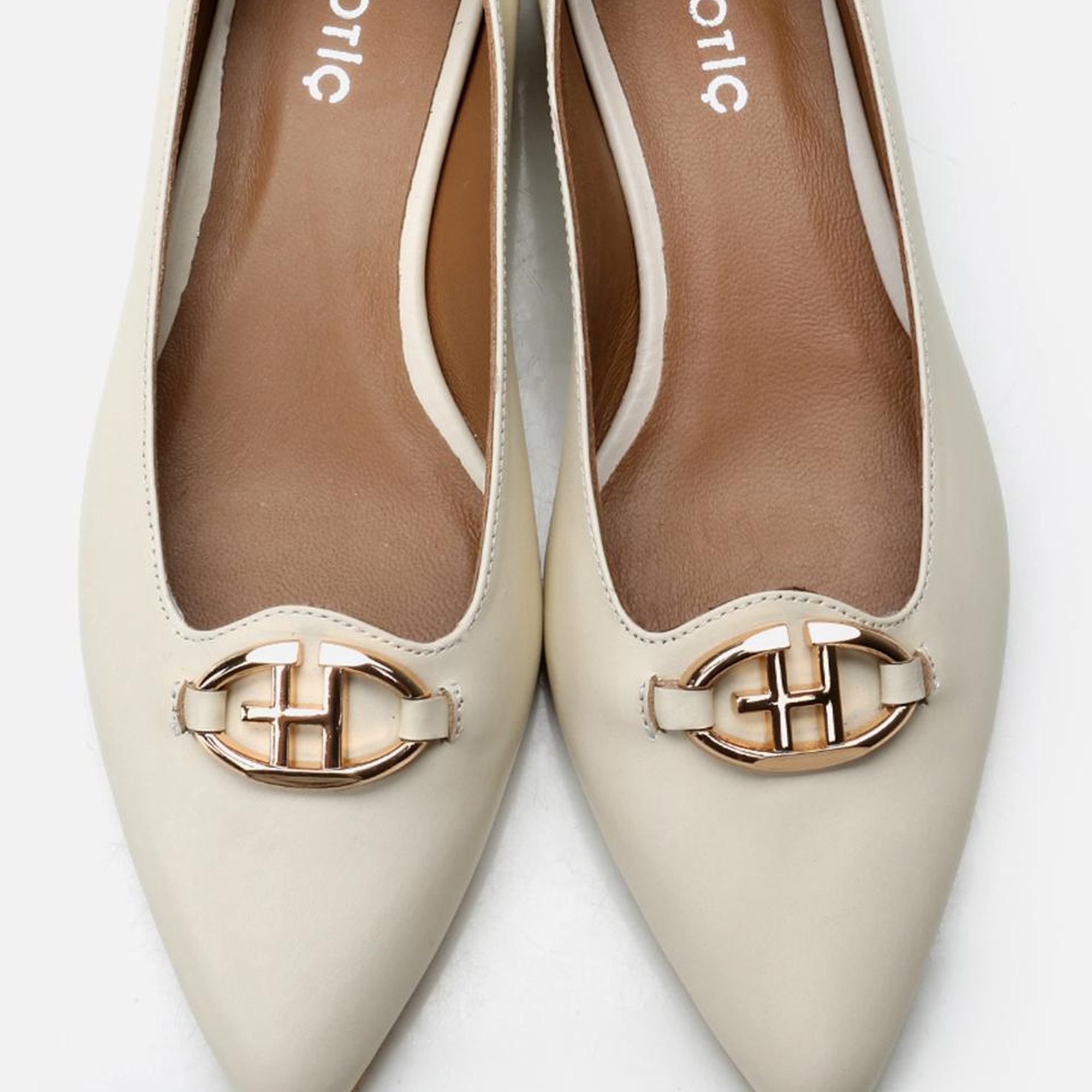 Kadın Deri Ekru Babet