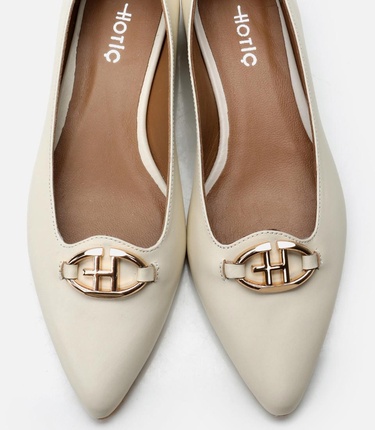  Kadın Deri Ekru Babet