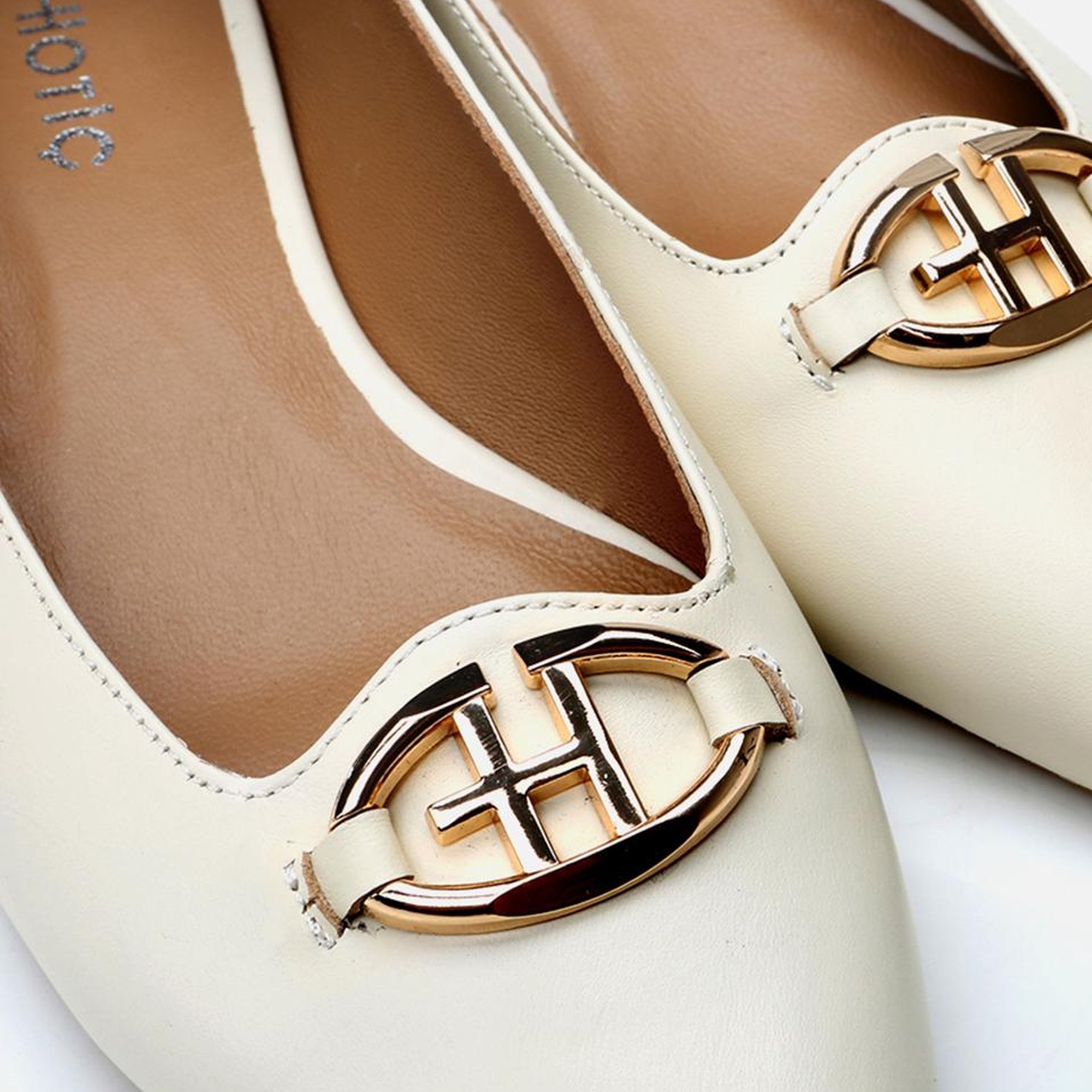 Kadın Deri Ekru Babet