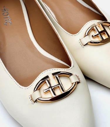  Kadın Deri Ekru Babet