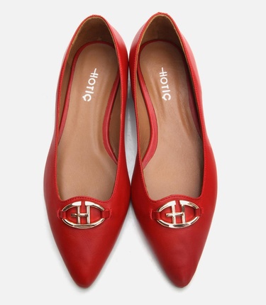  Kadın Deri Kırmızı Babet