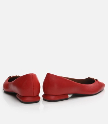  Kadın Deri Kırmızı Babet