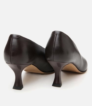  Kadın Deri Kahverengi İnce Topuklu Ayakkabı