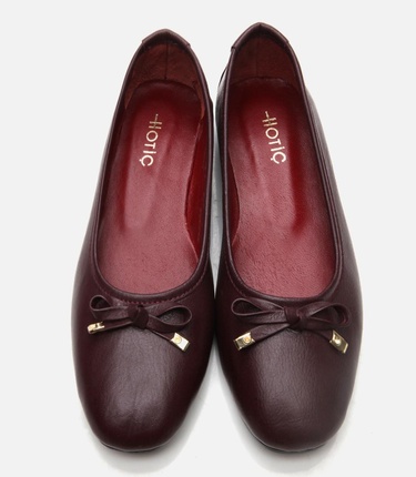  Kadın Deri Bordo Babet