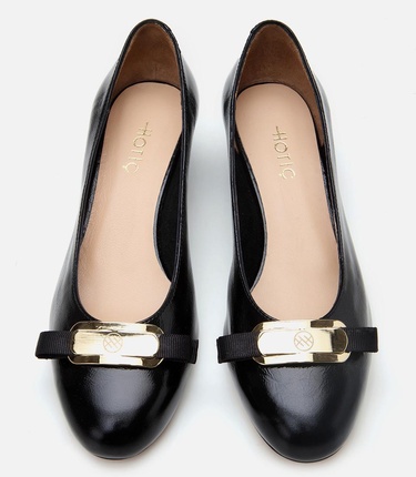  Kadın Rugan Deri Siyah Kalın Topuklu Ayakkabı